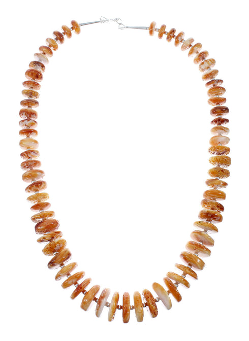 Navajo Genuine Sterling Silver Oyster Shell Bead Necklace AX129925